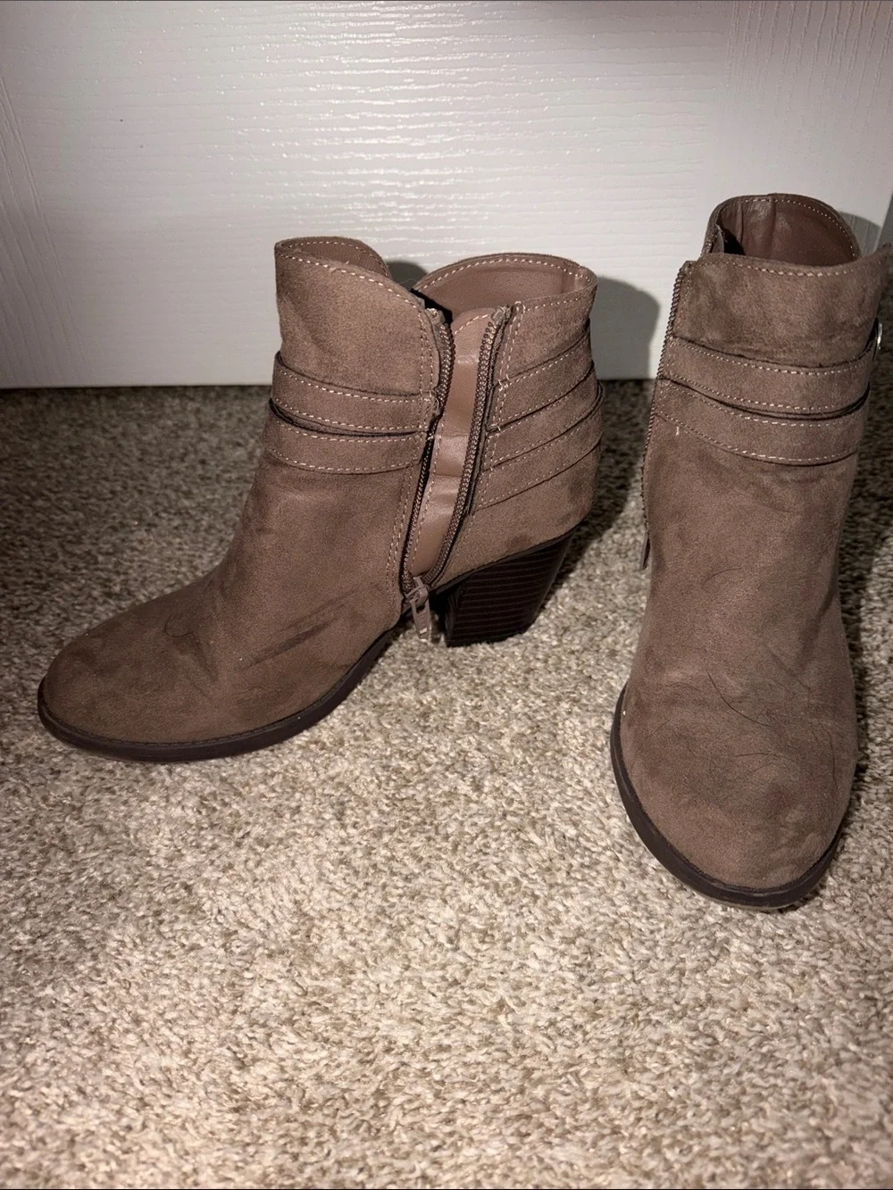 Style & Co. Brown Suede Ankle Booties with Side Zip